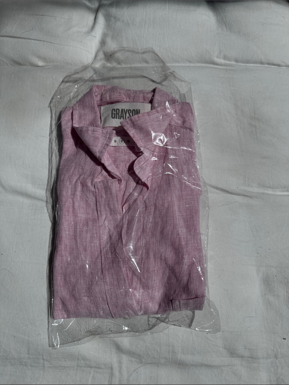 NWT Grayson The Hero Shirt Peony, Tumbled Linen Pink 100% Linen Pink Sz 2 (Med)